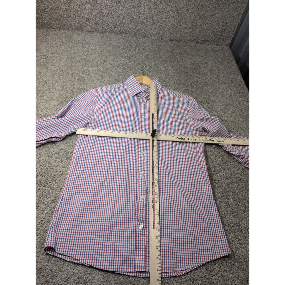 Charles Tyrwhitt Mens Extra Slim Fit Gingham Check Shirt Red‎ Blue 15.5 33 39 84 - Picture 3 of 7